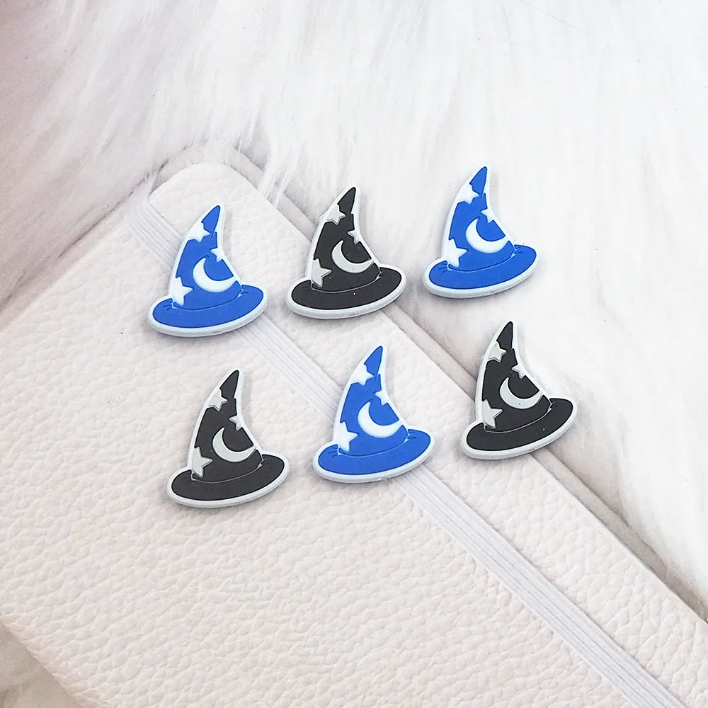 

Chenkai 50PCS Wizard Hat Beads Silicone Charms Focal Beads For Beadable Pen Character Beads For DIY Baby Pacifier Dummy Chains