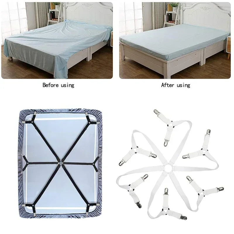 Bed Sheet Holder Bed Sheet Clips Sheet Clips 12 Clips Elastic Bed Sheet Grippers Belt Fastener Non-Slip Strap Mattress Clip Fasteners Cover Blankets Grippers Organize Gadget