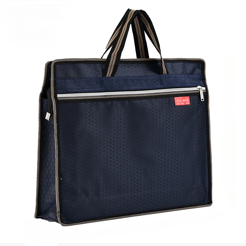 

Fashion Canvas Portable Briefcase Double-layer Zipper File Bag Data File Office Storage Briefcase Pocket Folders