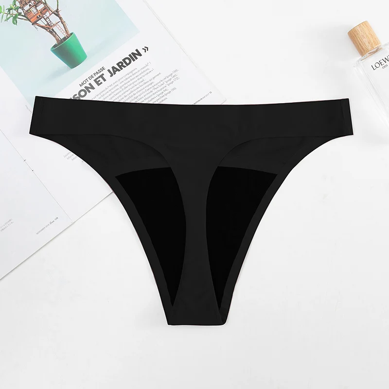 1-3-5 Pcs Seamless Thong Menstrual Panties Women Girl Small Flow Absorbency Period Underwear Leak Proof G-String Pants Plus Size