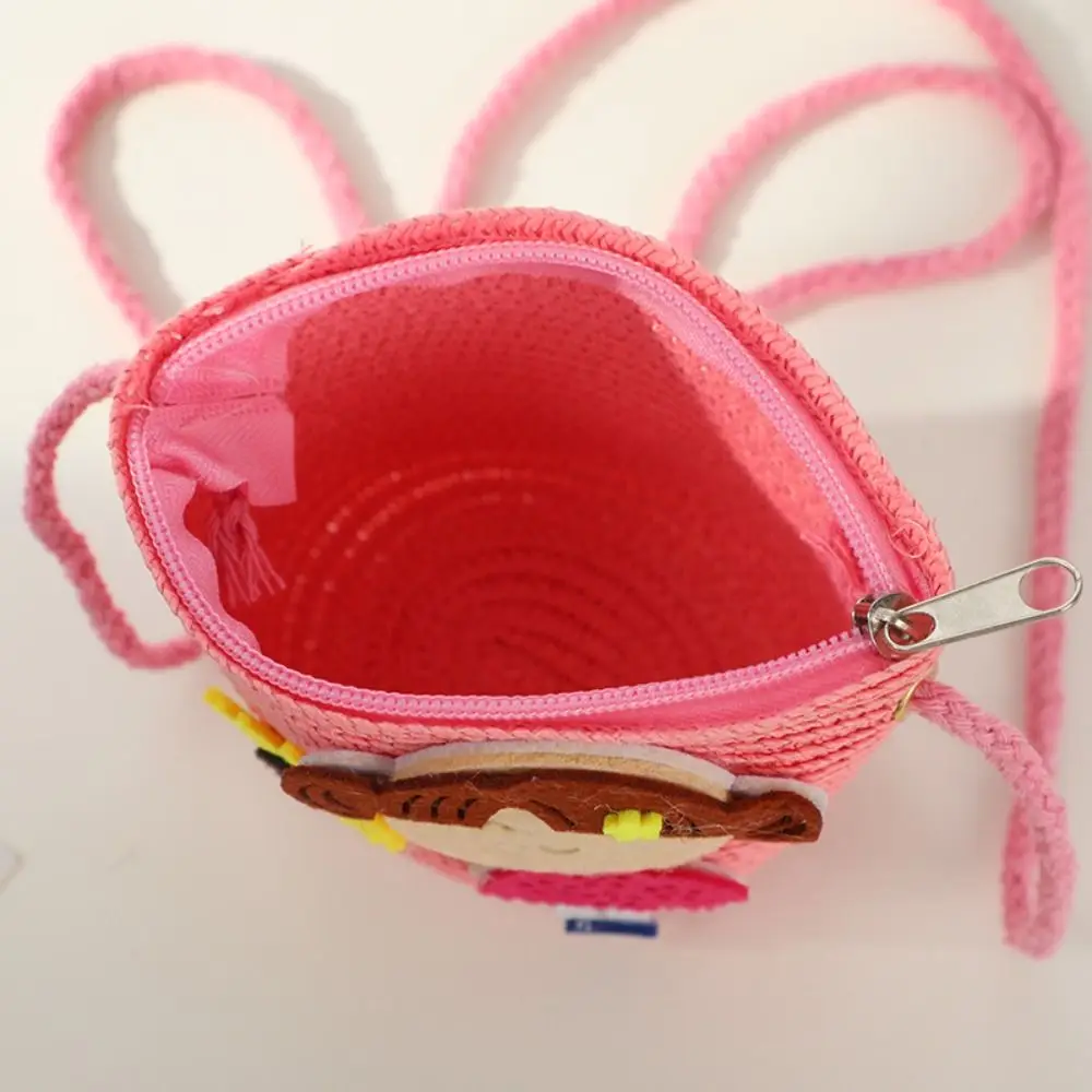 New Straw Crossbody Bag Flower Small Shoulder Bag Coin Purse Girls Kids