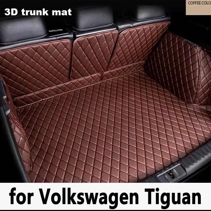 

Кожаные Коврики для багажника на заказ для Volkswagen Tiguan 2009-2021, коврик для заднего багажника, коврик для пола, поднос, ковер, грязь