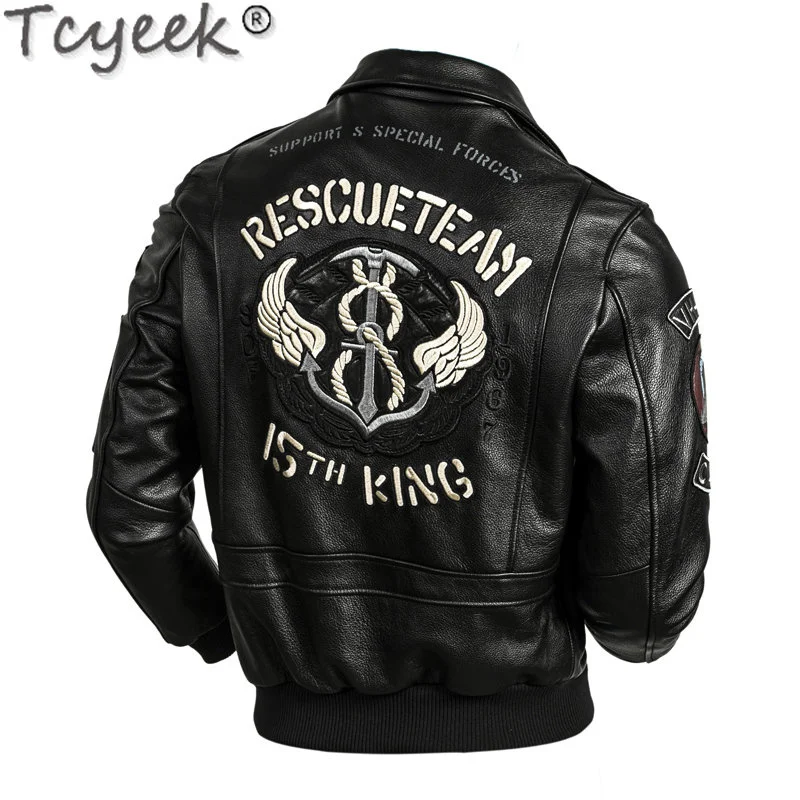 

Jacket Genuine Men New Flight Suit Fashion Real Cowhide Coat Short Leather Motorcycle Jackets Man Clothes Jaqueta
