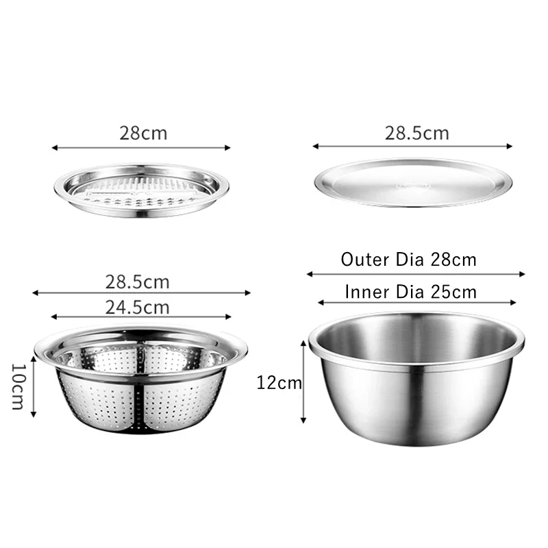 Edelstahlschüssel-Set (4-teilig) Aus 304er Edelstahl – Stapelbar, Spülmaschinengeeignet (0.8L, 1.3L, 2.4L, 3.6L)