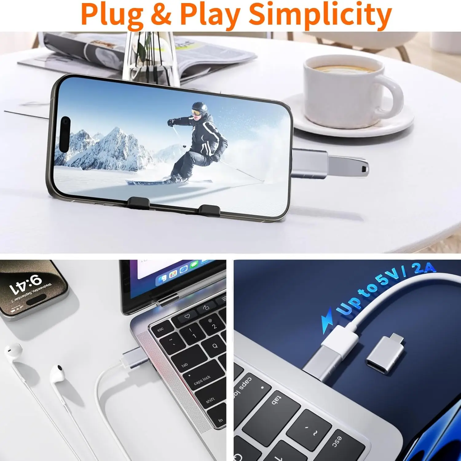 Universal USB-C to USB-A Adapter for Devices and Accessories