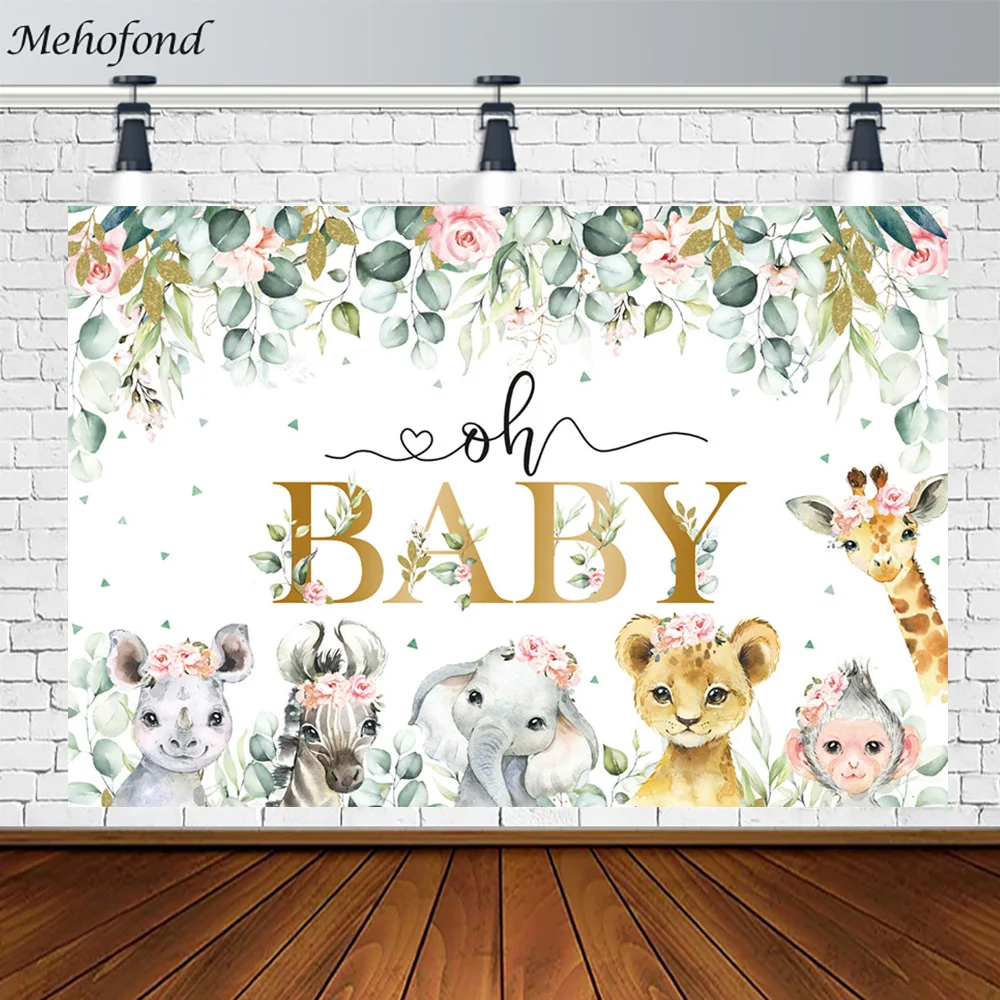 

Mehofond Wild One Backdrop Jungle Safari Animals 1st Birthday Boy Girl Newborn Baby Shower Photography Background Photo Props