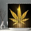 A Leaf Shower Curtain Waterproof Fabric Lily Flower Black Bath Curtains Set Maple leaves Bathroom Screen Bathtub Home Decor 4