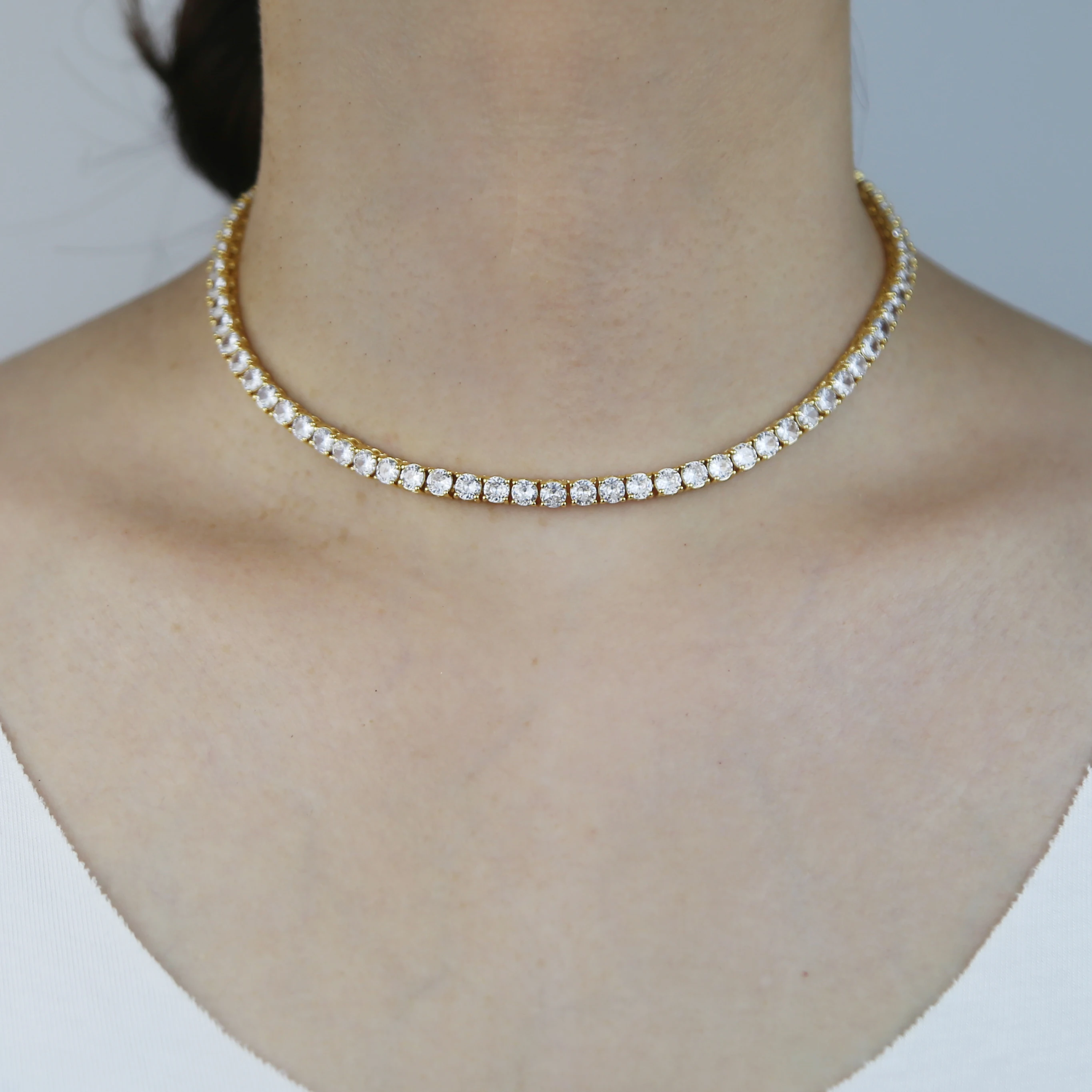 Zxcs Collana Tennis In Zirconia Cubica - Cristallo Lusso Bling Bling, Catena Per Clavicola, Gioielli Donna Eleganti - 3