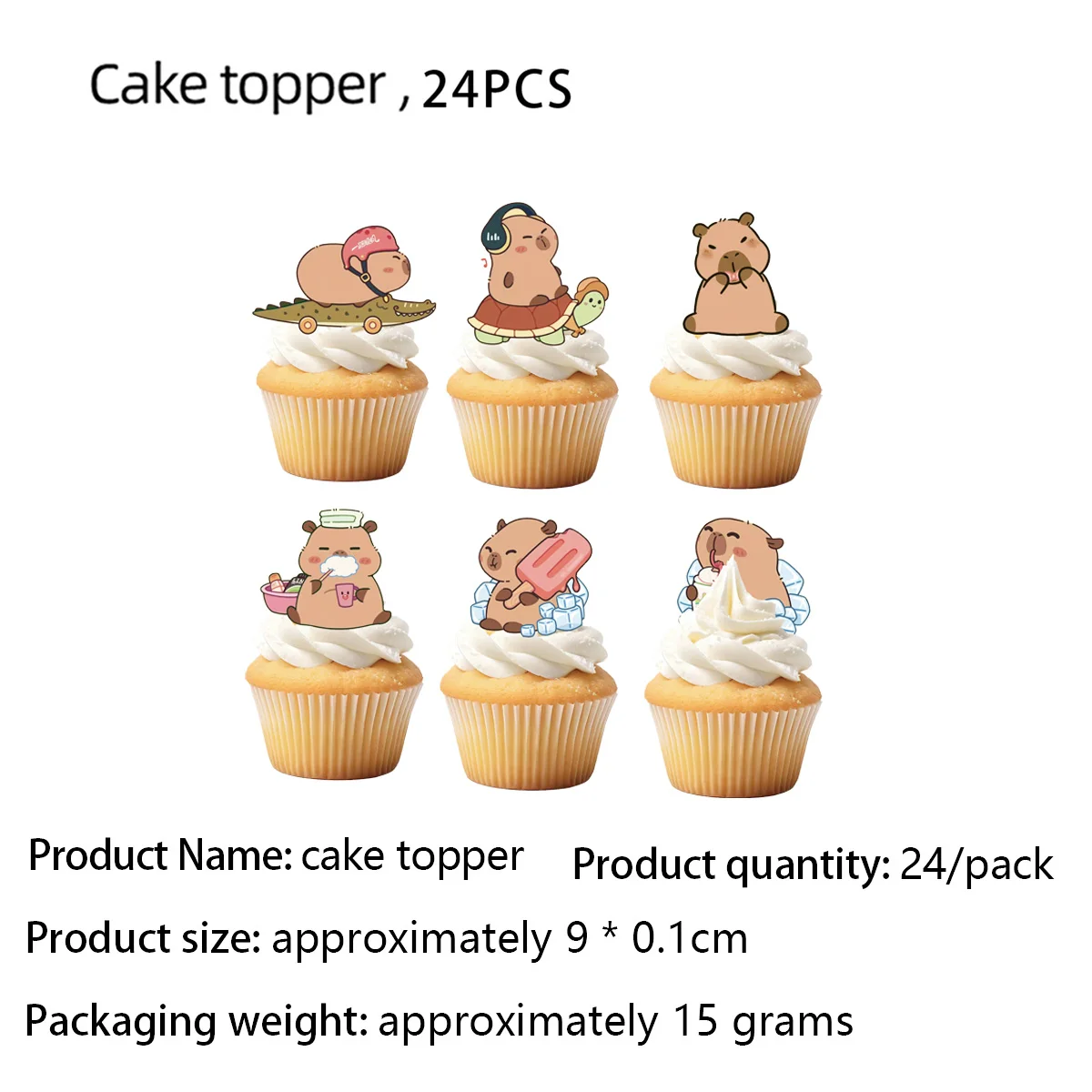 Décoration Gâteau Anniversaire Capybara - 20 Pièces En Résine, Topper Cupcake, Thème Animaux Jungle