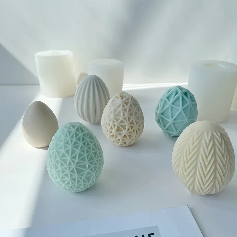 3D-Ei-Kerze-Silikonform zum Selbermachen, 8 Mulden, Ostern, geometrische Eier, duftende Kerzenform, Schokoladen-Eisform, Heimdekoration, Ostergeschenk – Detail 3
