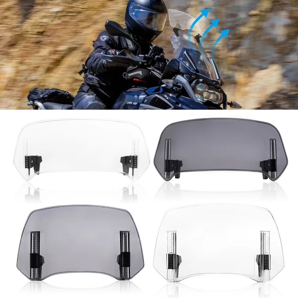 Motoparty Motorcycle Windshield Extension - Universal Clip-On Wind Deflector For Honda Suzuki Kawasaki