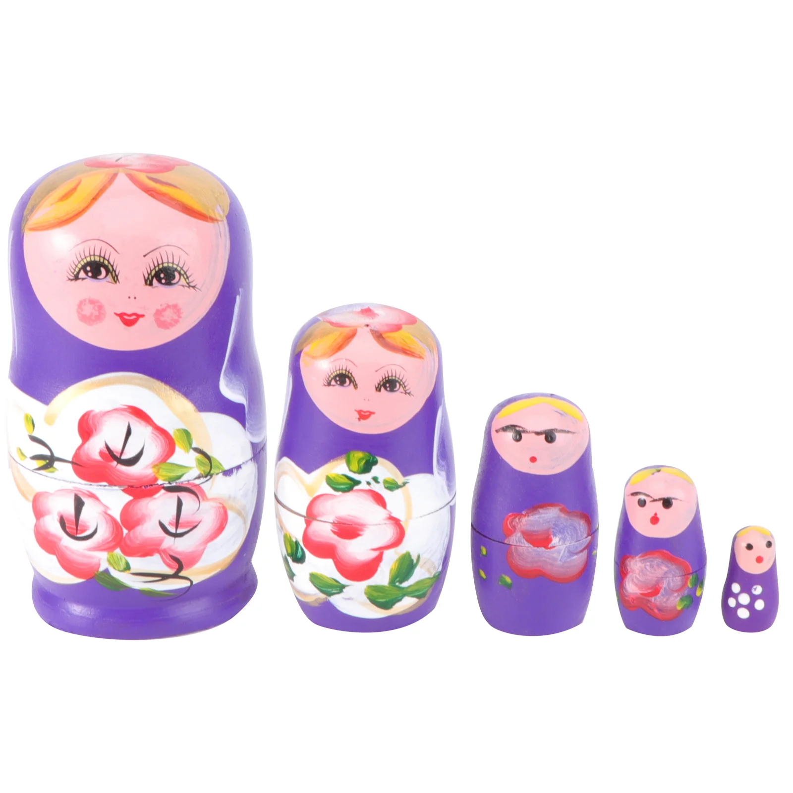 

5 Pcs Crafts to Stack Matryoshka Child Travel Russian Children's Toys Wooden Stacking Nesting