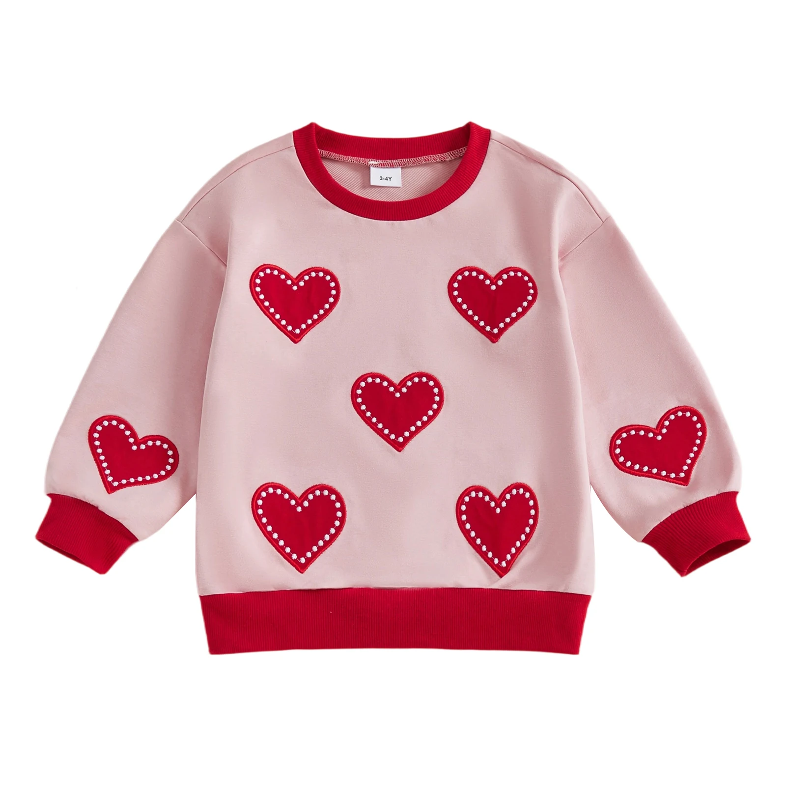 Valentine s Day Toddler Girl Hoodie Spring Long Sleeve Round Neck Love Heart Pattern Jumper Pullover Sweatshirt