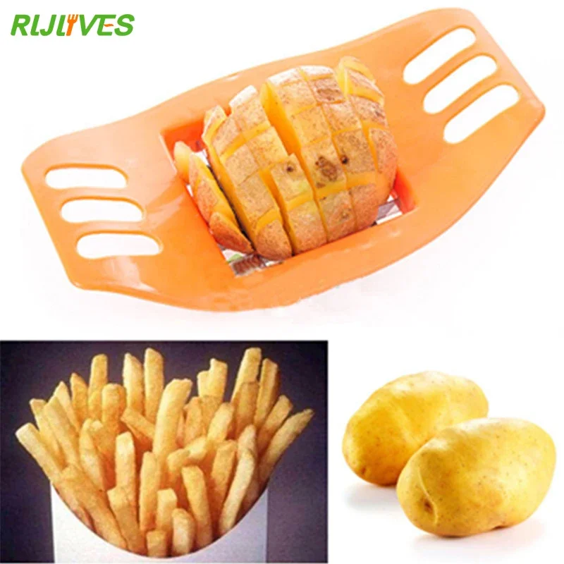 RLJLIVES 1 Pc Potato Slicer Cutter Stainless Steel French Fry Chopper Chips Making Tool Fries Cutter Potato Vegetable Slicer