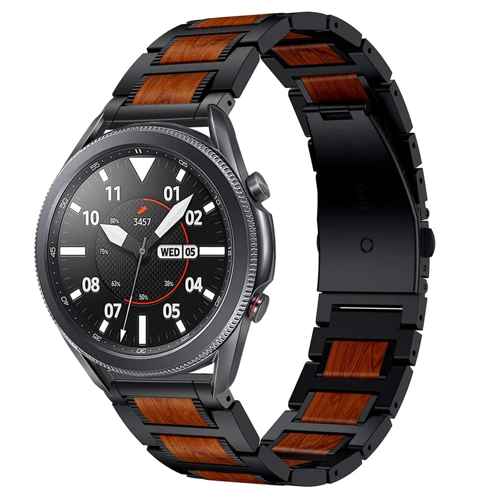 22mm Metal Band For Samsung Watch 3/S3 Huawei Watch 4/3/GT4-3-2 Red Sandalwood Bracelet Wristband For Amazfit GTR 4/Stratos Belt