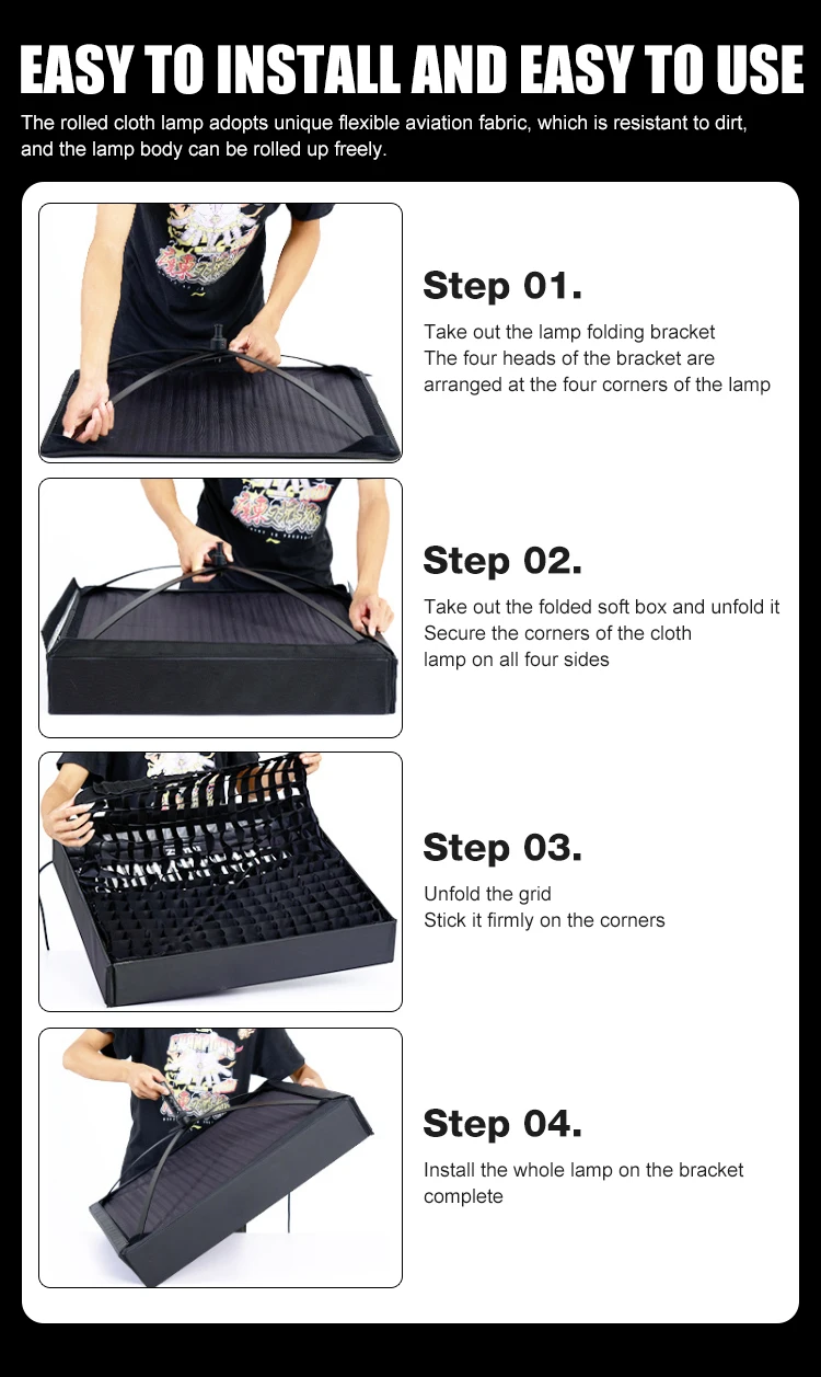 JB-10 150W Flexible LED Video Light 2700K-6500K 60*60cm Rollable Cloth Photograp