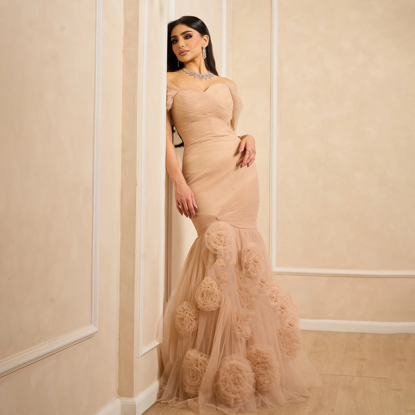 chinese dress ladies Long Sleeves Lace Mermaid Prom Dresses Elegant Evening Gowns – luladress main image 0