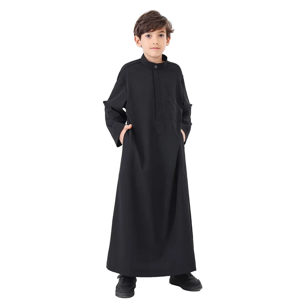 Ropa De Oración Para Hombre - Bata Árabe Kaftan De Manga Larga, Holgada Y Cómoda, En Blanco O Negro