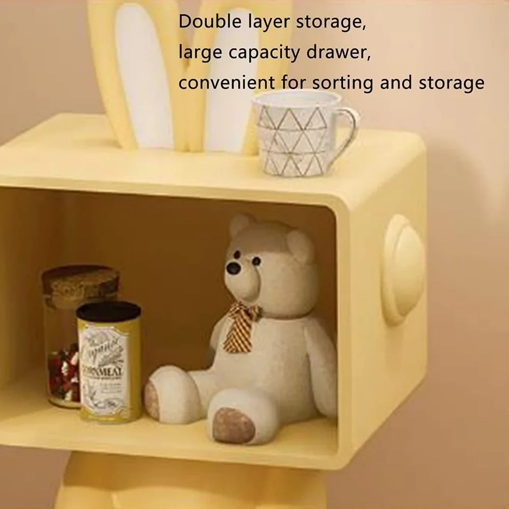 Children's bedside table, children's room creative cartoon cute little rabbit minimalist bedroom side table, bedside table