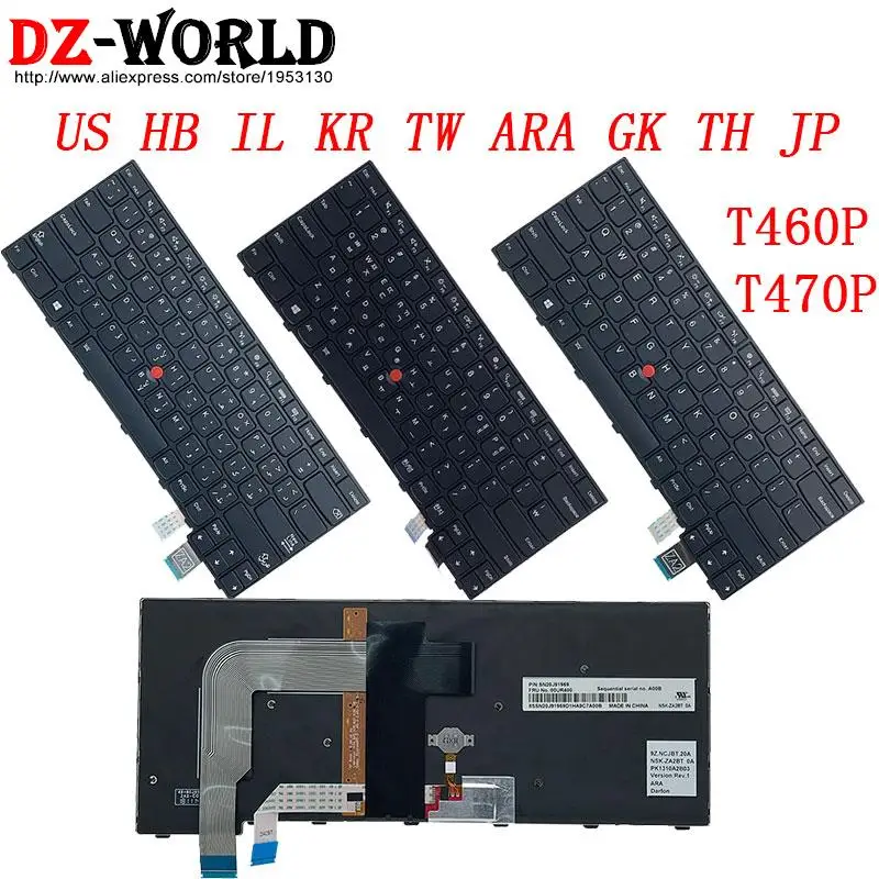 Ara gr gk th jp ja Teclado Retroiluminado para Lenovo Thinkpad T460p T470p Laptop Árabe Japonês Tailandês Coreano Grego us hb il kr tw