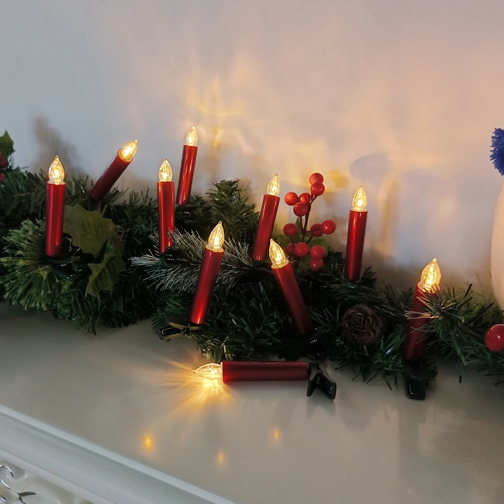 Set 3 Candele Natalizie LED A Stella Di Natale – Rosse – Con Telecomando E Timer – Senza Fiamma