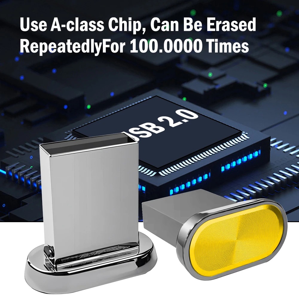 High-Speed Waterproof Mini Metal USB Flash Drive - Silver External Storage U Disk, 64GB/32GB