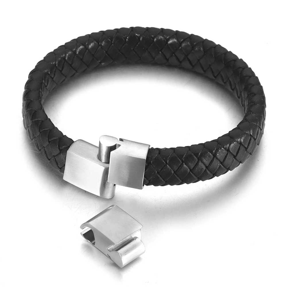 Dreiteiliger Magnetverschluss aus Edelstahl, Lederband, verlängerte Verschlüsse für DIY-Armbandzubehör, Schmuckherstellungszubehör – Detail 2