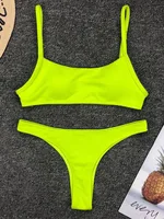 INGAGA Sexy Bikini Ribbed Swimsuit 2022 New Push Up Swimwear Women Solid Thong Biquini Bandeau Bathing Suits Rainbow Beachwear
