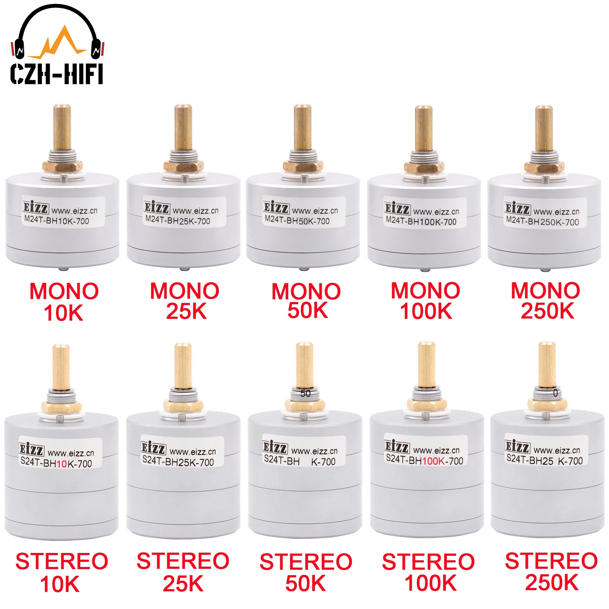 Eizz-potenciômetro do Volume do Mono Stereo da Parte Alta Atenuador Pisado do Log tipo de Série Brandnew 10k 25k 50k 100k 250k 24 Etapas