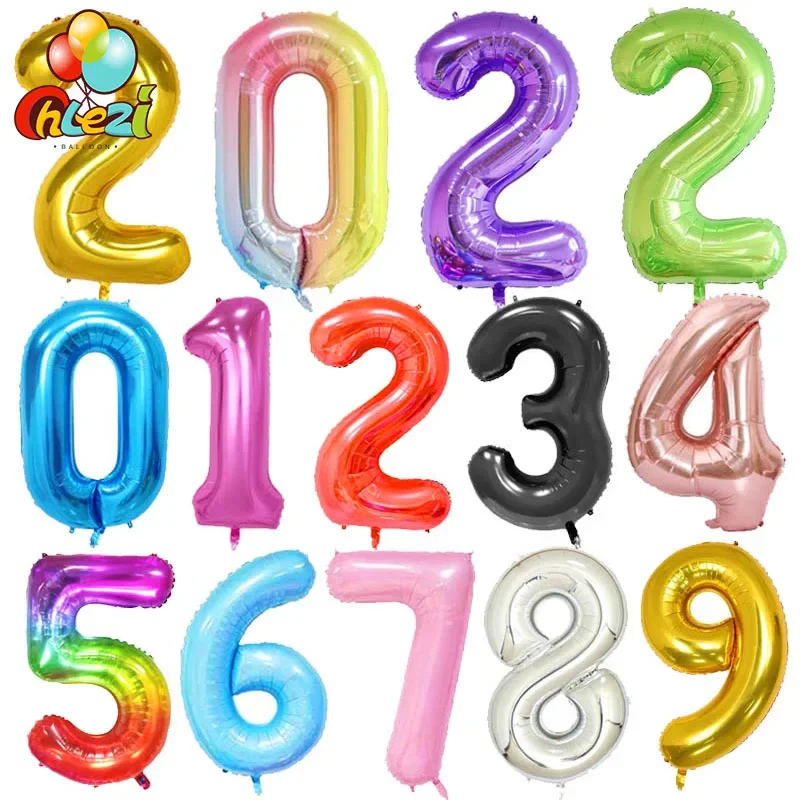 

40Inch Big Foil Birthday Balloons Helium Number Balloon 0-9 Happy Birthday Wedding Party Decorations Shower Large Figures Globos