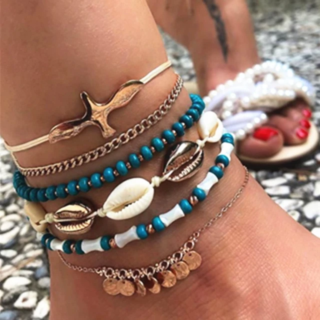 Ensemble bracelets de cheville d'été plage - femme