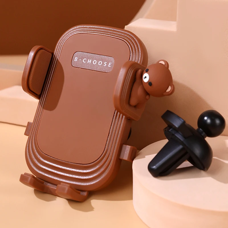 

Car mounted mobile phone holder, silicone cartoon cute female car interior supplies, car air outlet navigation bracket