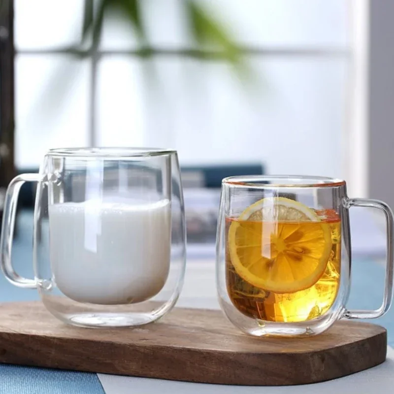 Double Wall Transparent Glass Coffee Cup Heat Resistant High Borosilicate for Bar Tea Milk Juice Water Espresso Shot Glass