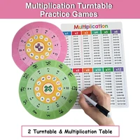 Montessori 1-12 Multiplication Table Cards, Multiplication Turntable Training Game, Self-check Math Facts Learning Aids for Kids 1