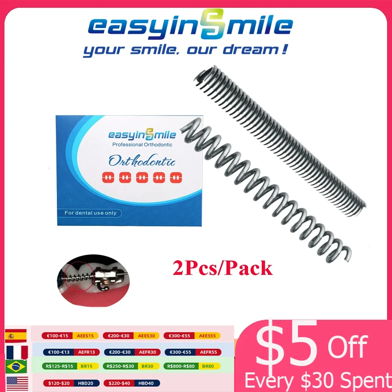 EASYINSMILE2PcsDentalOrthodonticNITIOpenCoilSpringArchWire010