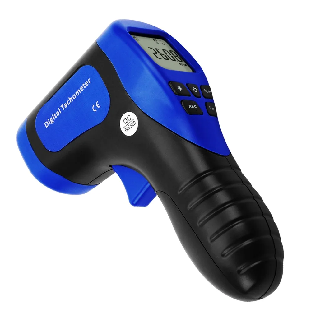 Produktbild von Jadeshay Digitales Hand-Tachometer – Berührungslos, LCD, 2,5–99.999 U/min, ±0,02 % Genauigkeit, Mit Reflexstreifen – Für Motoren & Drehmaschinen