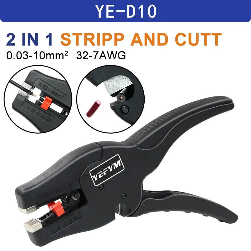 Automatic wire stripper and cutter 2 in 1 pliers heavy duty tools 0.03-10mm2/32-7AWG mini electrical repair tools