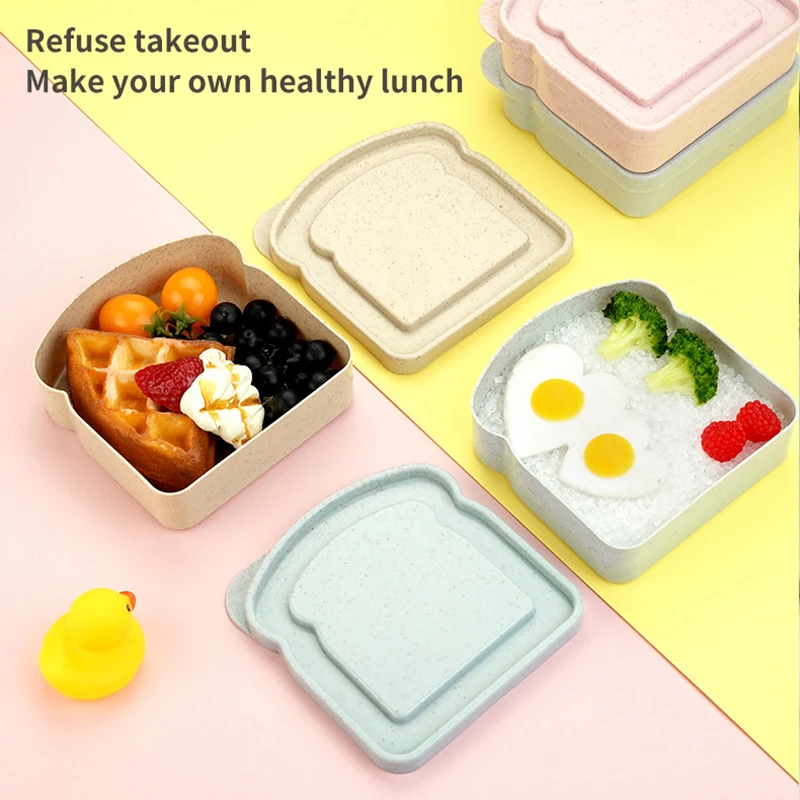 

Портативный Ланч-бокс для тостов, коробка для хранения тостов, хлеба, сэндвичей, контейнер для хранения еды, однотонная прочная коробка, Школьный завтрак