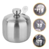 Stainless Steel Seasoning Jar with Spoon Large Capacity Durable Seasoning Pot Kitchen Supplies for Food Storage and Organization 4