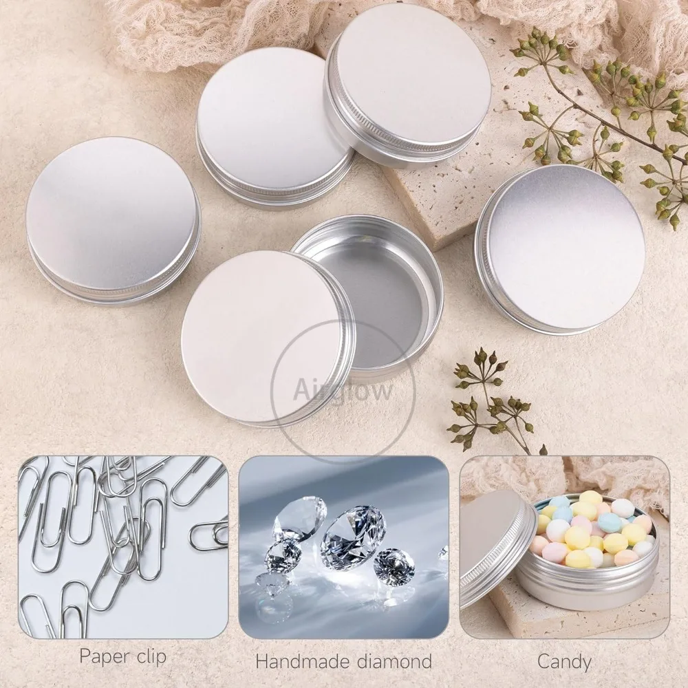 Aluminum Tins Cans 5/10/15pcs 10g Aluminum Tin Jar for Cream Balm Nail Candle Cosmetic Container Refillable Bottles Tea Cans Metal Box Candle Jars