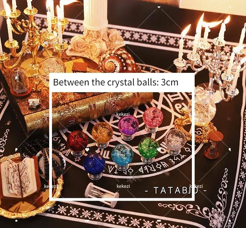 Dollhouse Miniature Props Vintage Magic Scroll Magic Bottle Magician Crystal Ball Scroll Quill Pen Doll Dollhouse Accessories