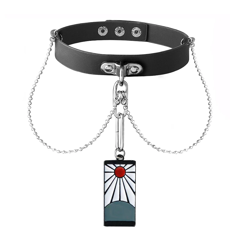 Anime Demon Slayer Choker Collar Black Leather Emo Gothic Necklace ...