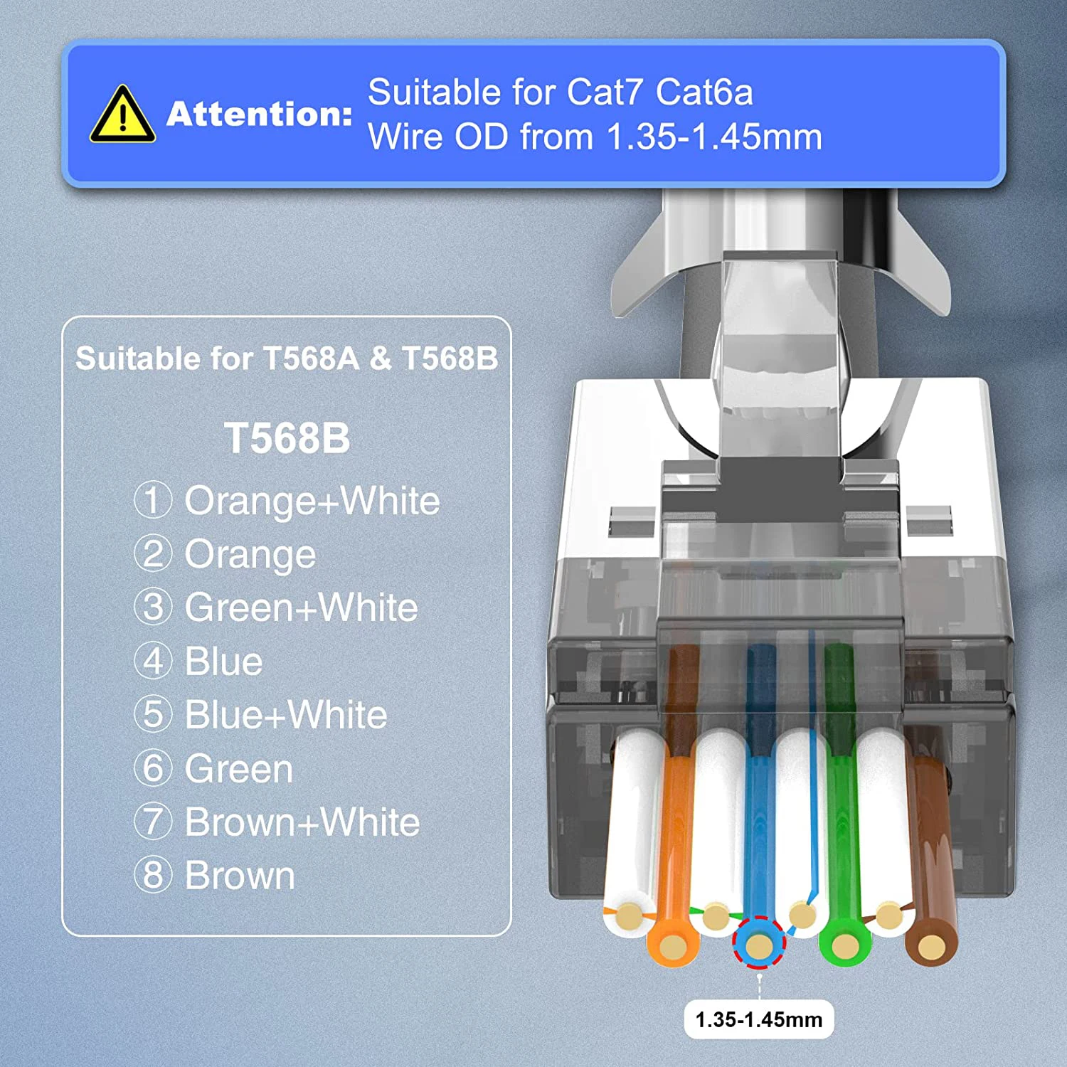 ZoeRax CAT6A CAT7 Connector, RJ45 Connectors Pass Through CAT6A CAT7 Shielded, 3-Prong with Strain Relief Boots Black - 4