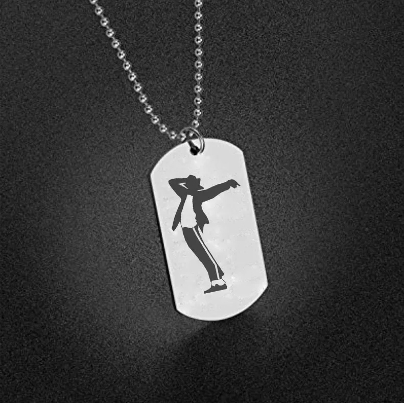 European and American Supply Michael Jackson Dance Necklace Stainless Steel Men's Military Brand Necklace Pendant