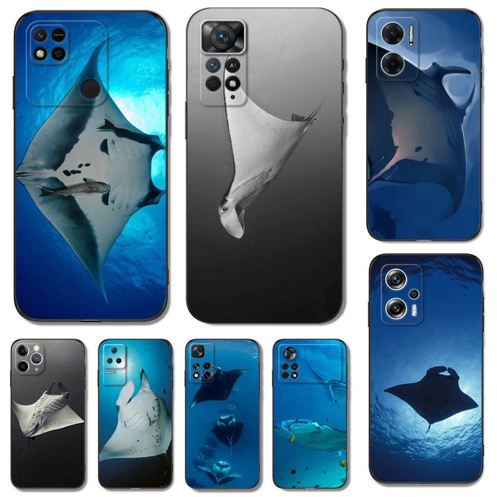 Custodia In Tpu Nero Per Xiaomi 12 12T Lite S X 11Lite Ne 11I 11T Pro Redmi 10 10A 10C 4G 5G Animal Manta Ray