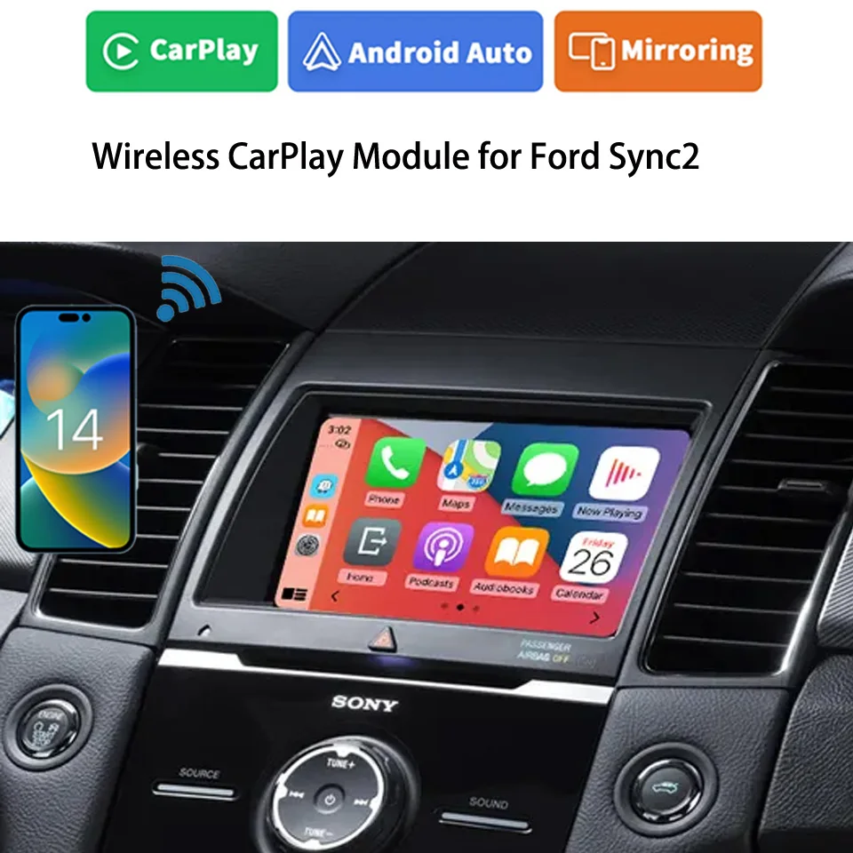 WirelessAppleCarPlayGPSInterfaceVideoRetrofitDecoderforFord