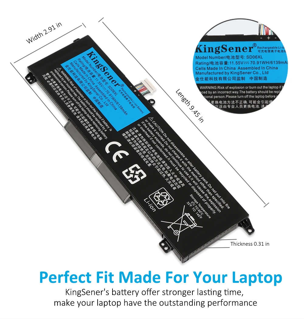 Bateria do Portátil para hp Omen 15-ek 15-en 15-ek0xxx 15-ek0013dx 15-ek1013dx 15-ek0019nr Ek0008ca Ek1017tx Tpn-q23 Kingsener-sd06xl - Imagem 4