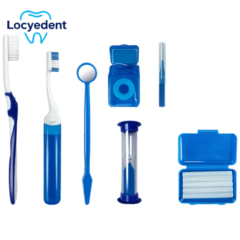 Kit per l'igiene orale dentale ortodontica da 8 pezzi con spazzolino interdentale, specchietto orale, filo interdentale, strumento sbiancante, set portatile per l'igiene orale - immagine 6