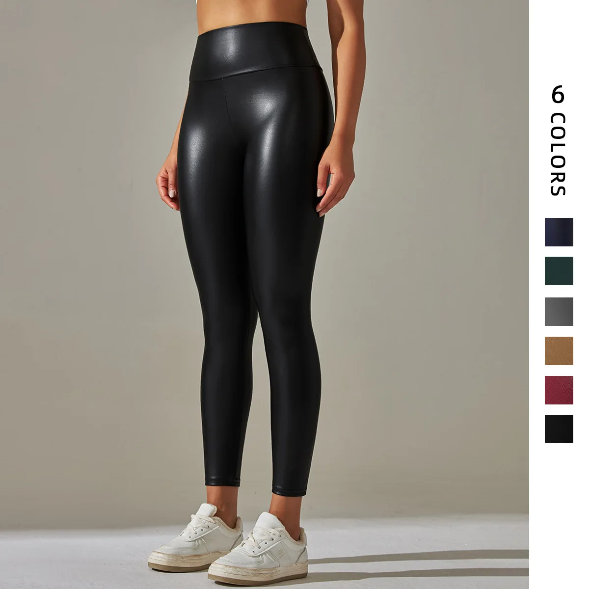 

Girls leggings autumn thick leather pants ladies hot women matte glossy yoga high stretch high waist flannel pants XS-5XL