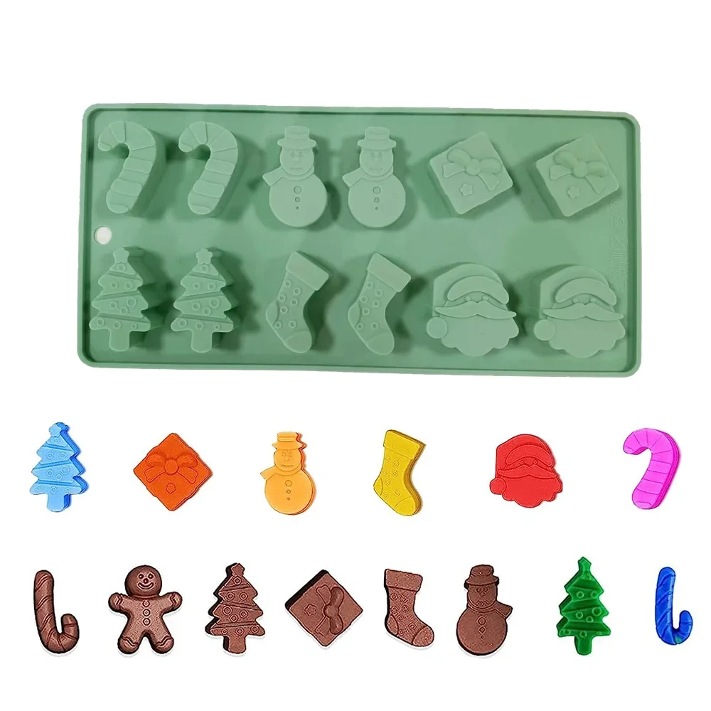 

Christmas Mold Silicone Chocolate Cake Biscuit Mold 3D DIY Snowman Baking Tools Accessories Tree Handmade Kitchen